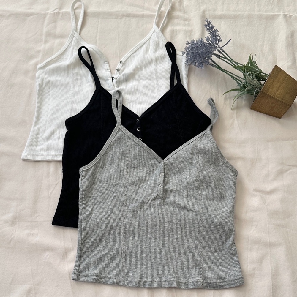 Topshop Black, White, and Gray Crop Tops